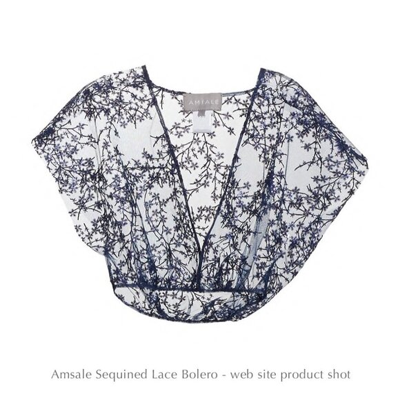 Amsale Black Lace Shrug / Bridal Topper - Wedding Accessory - Size 14 - Picture 2 of 9